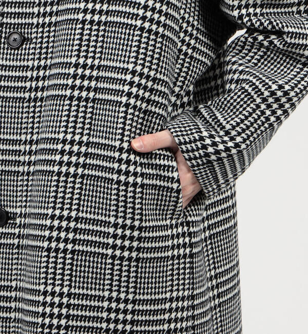 CABaN「CABaN ウールダブルフェイス グレンチェックスタンドカラーコート」|ステンカラーコート|