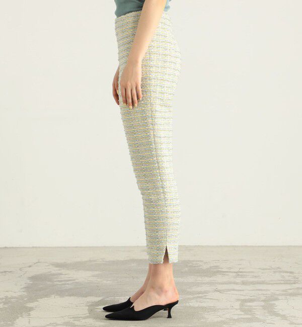 BACCA「ボーダーパターンツイード スリムパンツ」|スラックス|