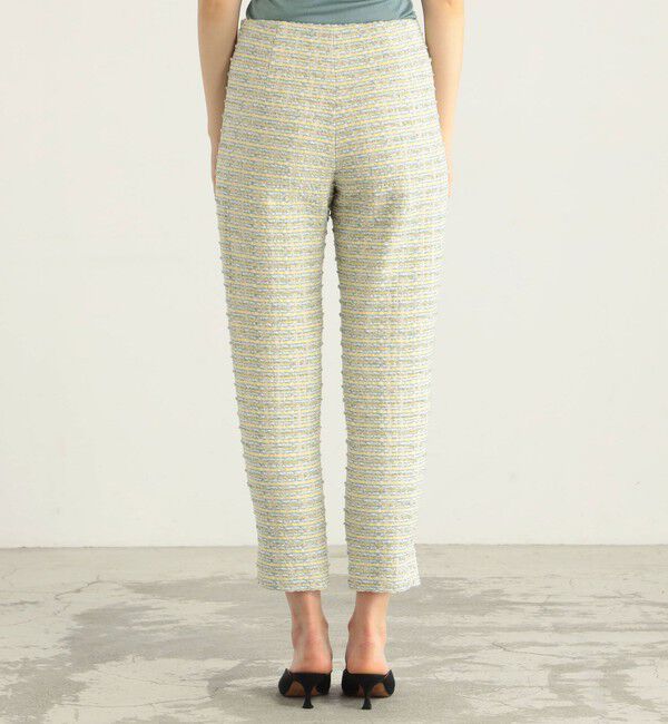 BACCA「ボーダーパターンツイード スリムパンツ」|スラックス|