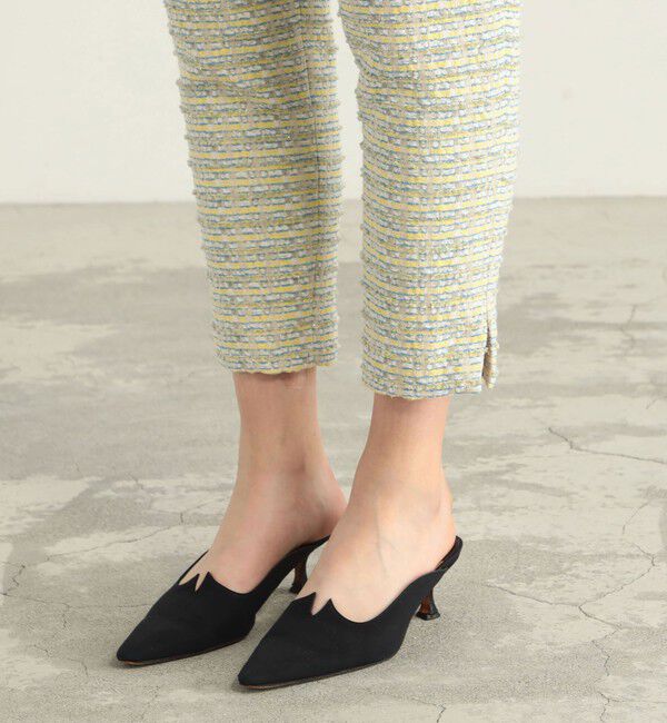 BACCA「ボーダーパターンツイード スリムパンツ」|スラックス|