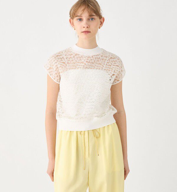 Ballsey「チュールエンブロイダリー レースフレンチスリーブプルオーバー」|シャツ・ブラウス|