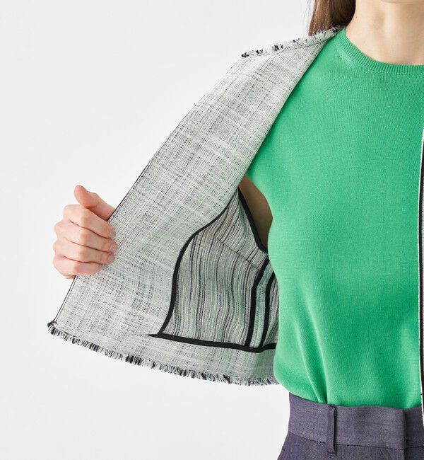 Ballsey「ロングスラブツイード クルーネックジャケット」|ノーカラージャケット|