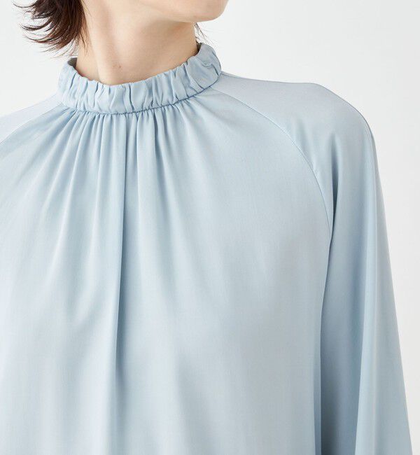 TOMORROWLAND collection「ウォッシャブルサテン スタンドギャザーカラーブラウス」|シャツ・ブラウス|