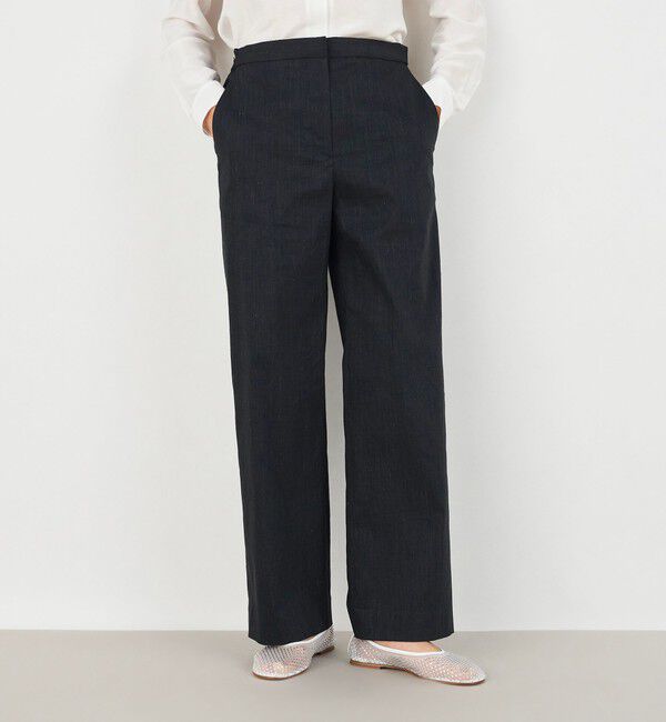 DES PRES「リネンナイロンストレッチ セミワイドパンツ」|スラックス|
