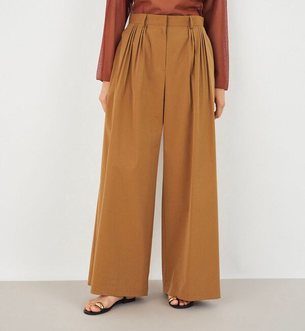 DES PRES「コットンストレッチポプリン フロントマルチタックパンツ」|スラックス|