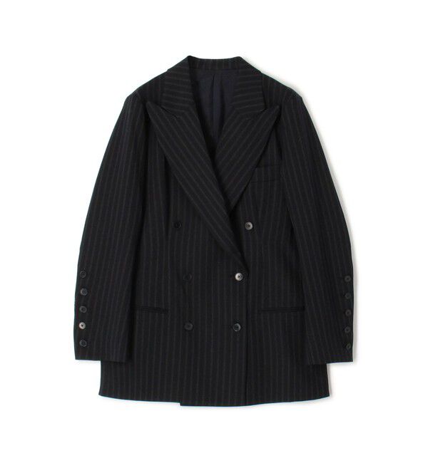 BACCA「ストライプギャバ ダブルテーラードジャケット」|テーラードジャケット|68 ネイビー系