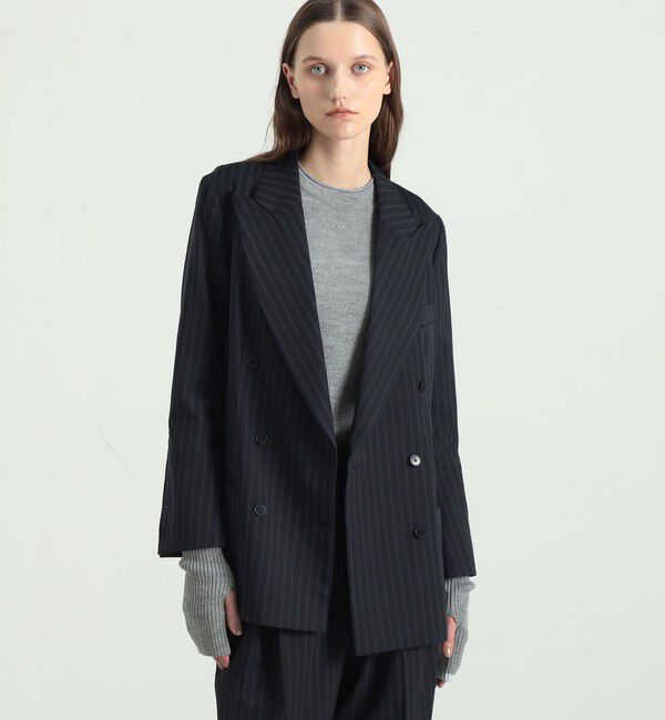 BACCA「ストライプギャバ ダブルテーラードジャケット」|テーラードジャケット|