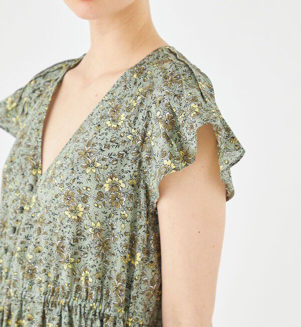 SOULEIADO「レーヨンブロードプリント バタフライスリーブワンピース」|ワンピース|