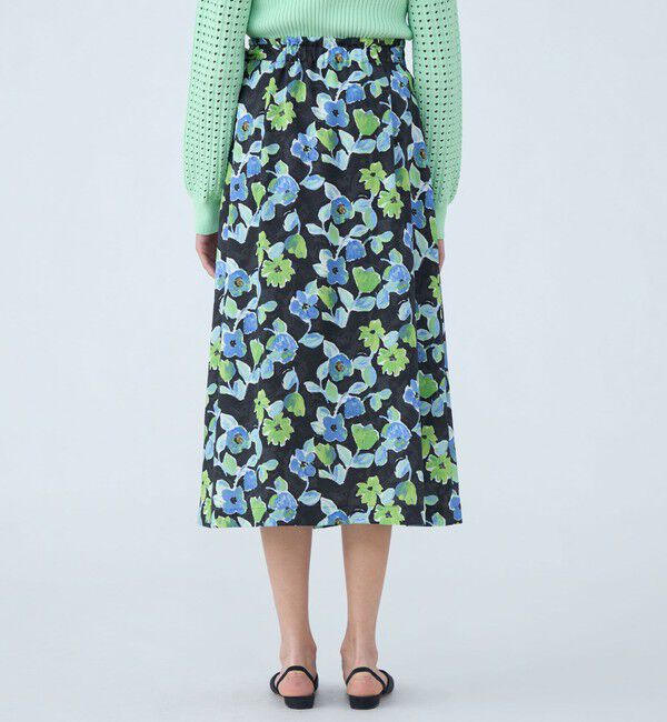 Ballsey「スプリングフラワープリント アシンメトリータックスカート」|フレア|