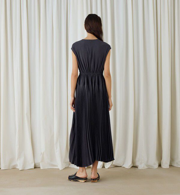 DES PRES「ジャージーライクジョーゼット プリーツコンビドレス」|ワンピース|