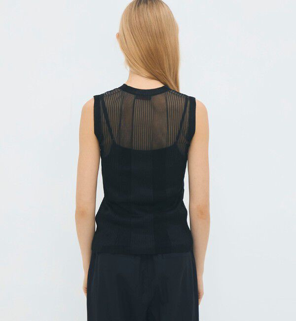 CABaN「シアーナイロン ランダムリブノースリーブプルオーバー」|ニット・セーター|