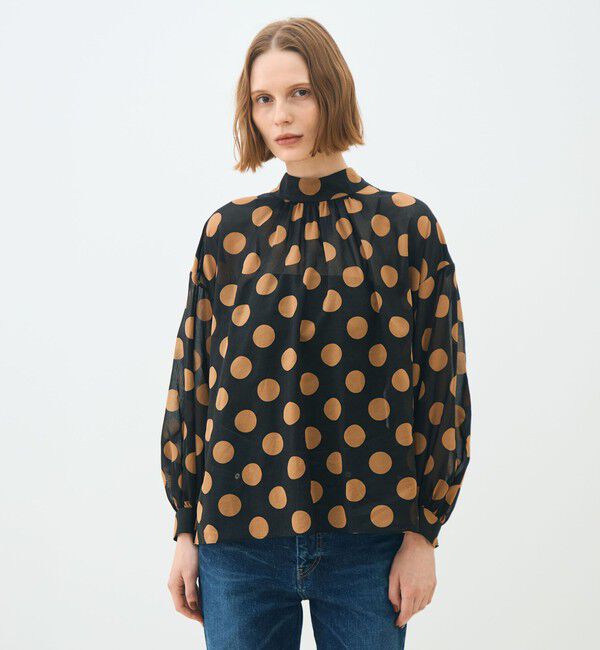 TOMORROWLAND collection「イヴェールドットプリント バックリボンブラウス」|シャツ・ブラウス|