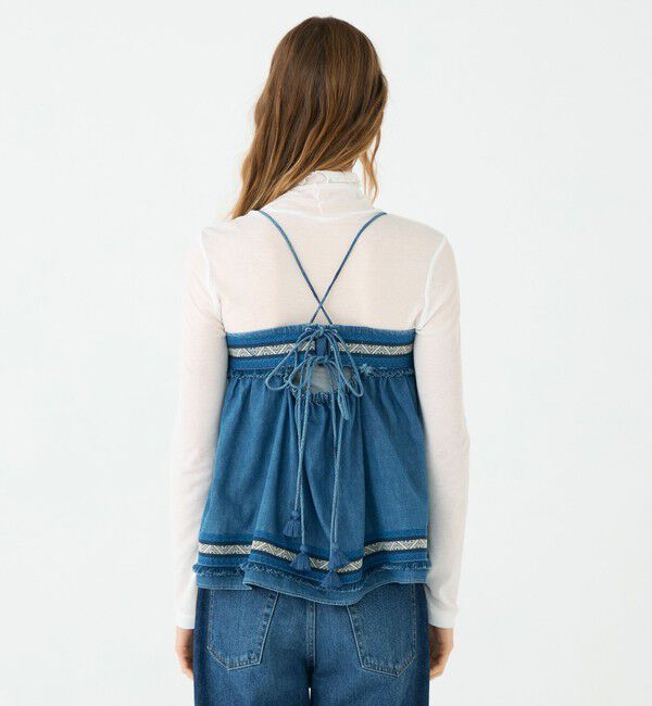 SOULEIADO「ラインエンブロイダリー ペプラムキャミソール」|キャミソール|
