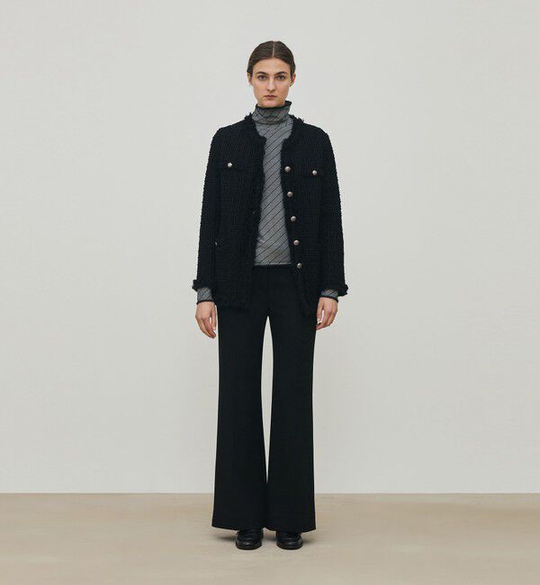 DES PRES「ツイードフリンジ 4ポケットジャケット」|ノーカラージャケット|