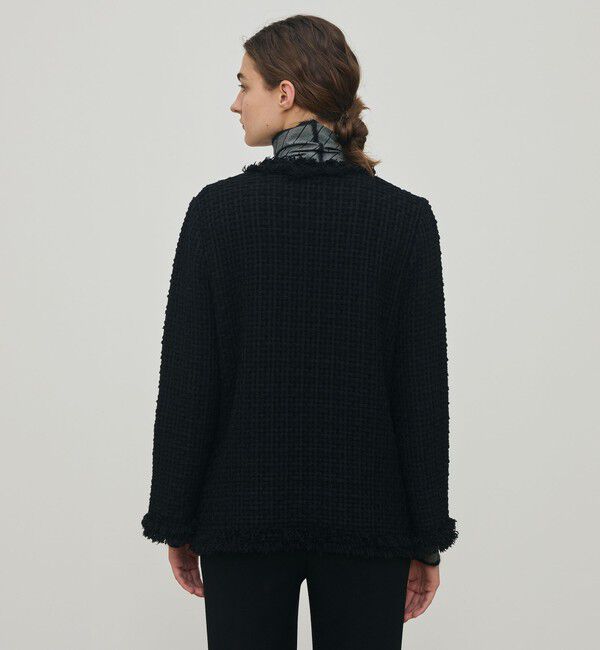 DES PRES「ツイードフリンジ 4ポケットジャケット」|ノーカラージャケット|