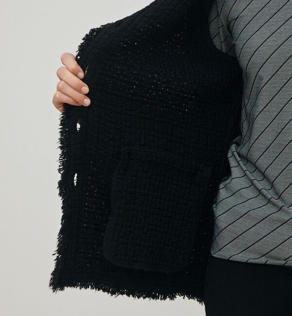 DES PRES「ツイードフリンジ 4ポケットジャケット」|ノーカラージャケット|