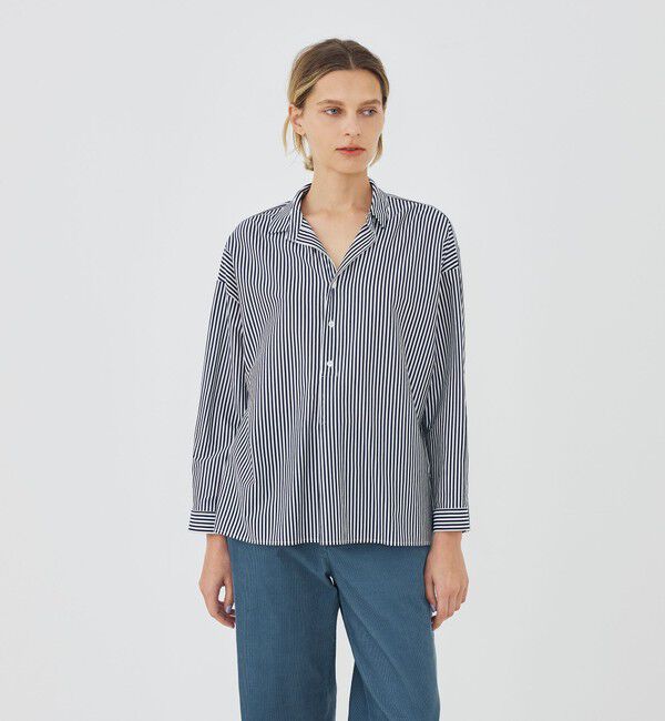 GALERIE VIE「【WEB先行予約】シルキーコットン スキッパーブラウス」|シャツ・ブラウス|