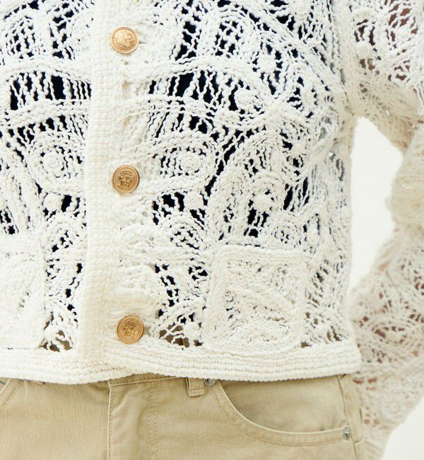 MACPHEE「【WEB先行予約】コットンエンブロイダリー クルーネックジャケット」|ノーカラージャケット|