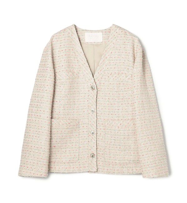 Ballsey「【WEB先行予約】エアリーファンシーツイード Vカラージャケット」|ノーカラージャケット|42 ライトベージュ系