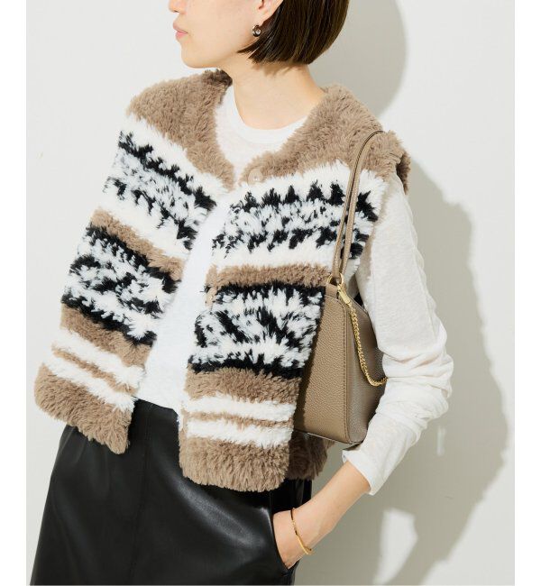 SLOBE IENA「フェイクファーニットベスト」|ベスト・ジレ|ベージュ