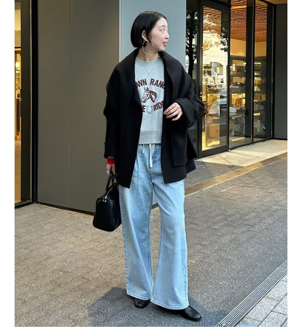 SLOBE IENA「《ストール付き》SUPER140 ダブルフェイスノーカラーコート・ストール」|ノーカラーコート|