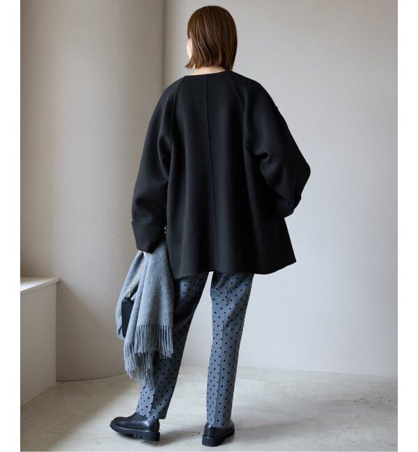 SLOBE IENA「《ストール付き》SUPER140 ダブルフェイスノーカラーコート・ストール」|ノーカラーコート|