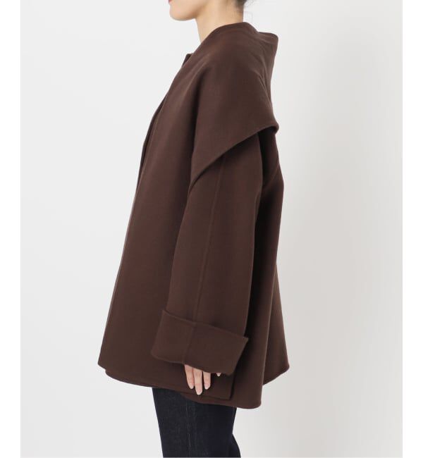 SLOBE IENA「《ストール付き》SUPER140 ダブルフェイスノーカラーコート・ストール」|ノーカラーコート|