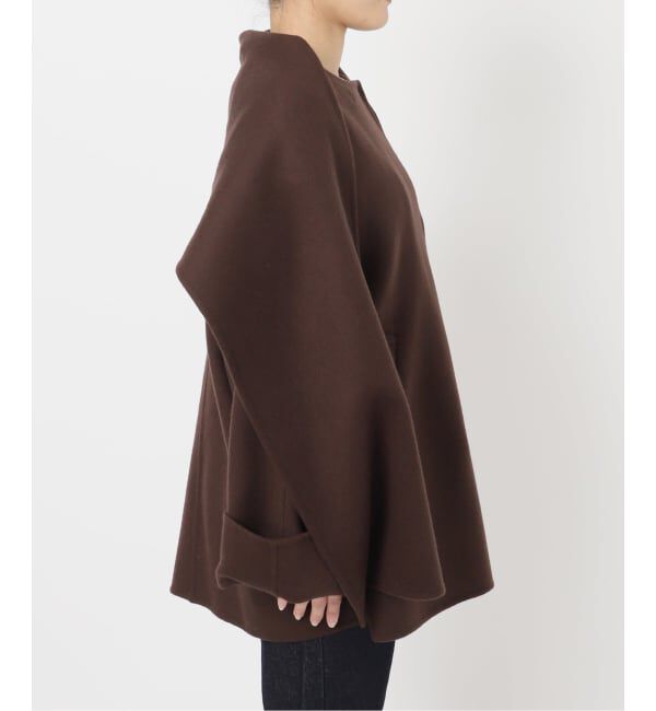 SLOBE IENA「《ストール付き》SUPER140 ダブルフェイスノーカラーコート・ストール」|ノーカラーコート|