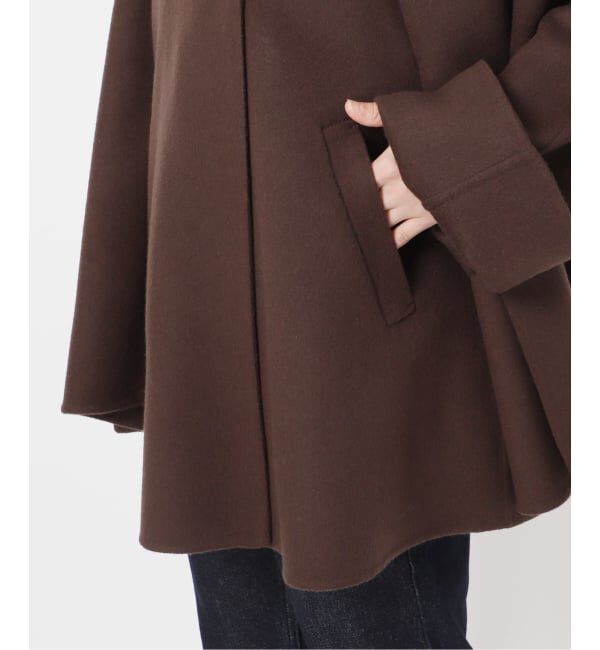 SLOBE IENA「《ストール付き》SUPER140 ダブルフェイスノーカラーコート・ストール」|ノーカラーコート|