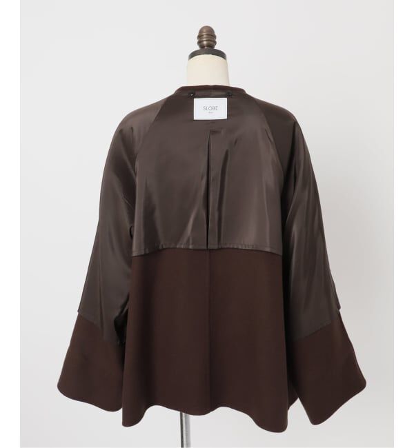 SLOBE IENA「《ストール付き》SUPER140 ダブルフェイスノーカラーコート・ストール」|ノーカラーコート|
