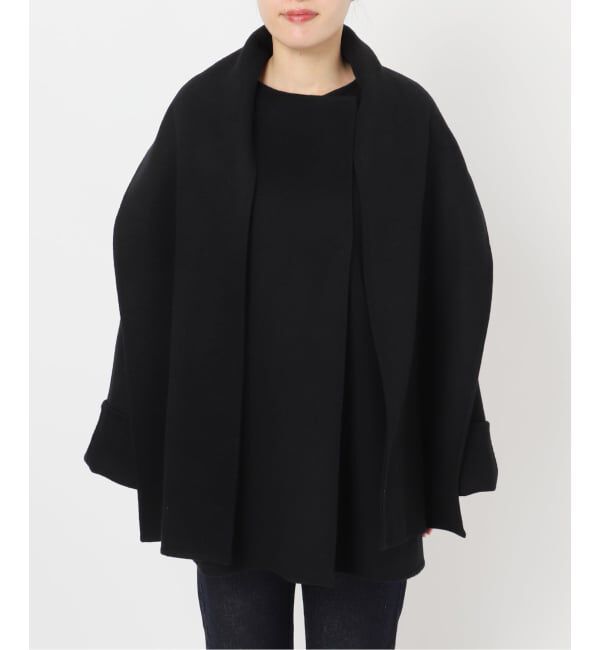 SLOBE IENA「《ストール付き》SUPER140 ダブルフェイスノーカラーコート・ストール」|ノーカラーコート|