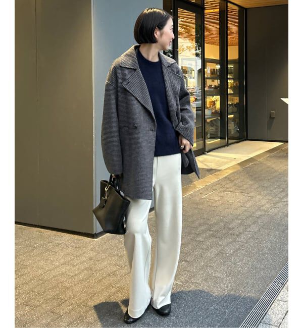 SLOBE IENA「souple wool ダブルフェイスミドルコート」|ピーコート|