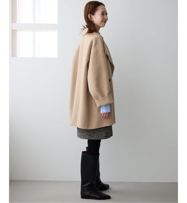 SLOBE IENA「souple wool ダブルフェイスミドルコート」|ピーコート|