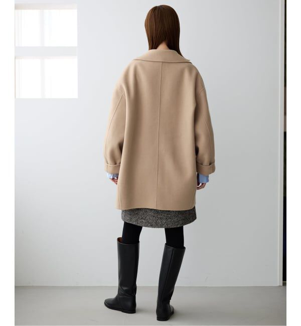SLOBE IENA「souple wool ダブルフェイスミドルコート」|ピーコート|