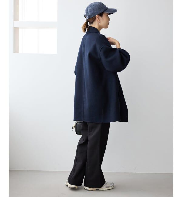 SLOBE IENA「souple wool ダブルフェイスミドルコート」|ピーコート|