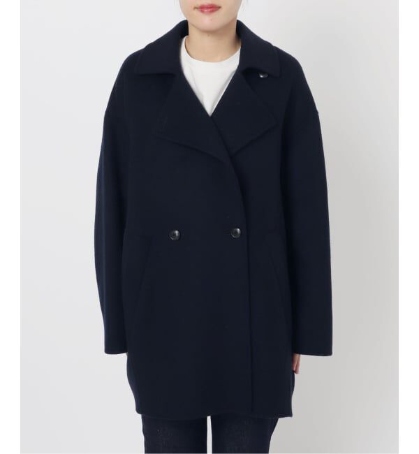 SLOBE IENA「souple wool ダブルフェイスミドルコート」|ピーコート|