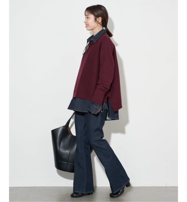 SLOBE IENA「《セットアップ対応可/WEB限定/追加》コットンダブルフェイスプルオーバー」|ニット・セーター|