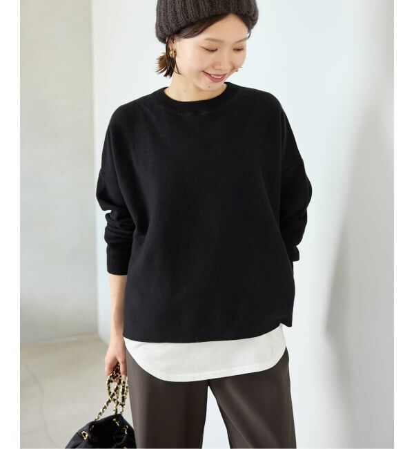 SLOBE IENA「《セットアップ対応可/WEB限定/追加》コットンダブルフェイスプルオーバー」|ニット・セーター|