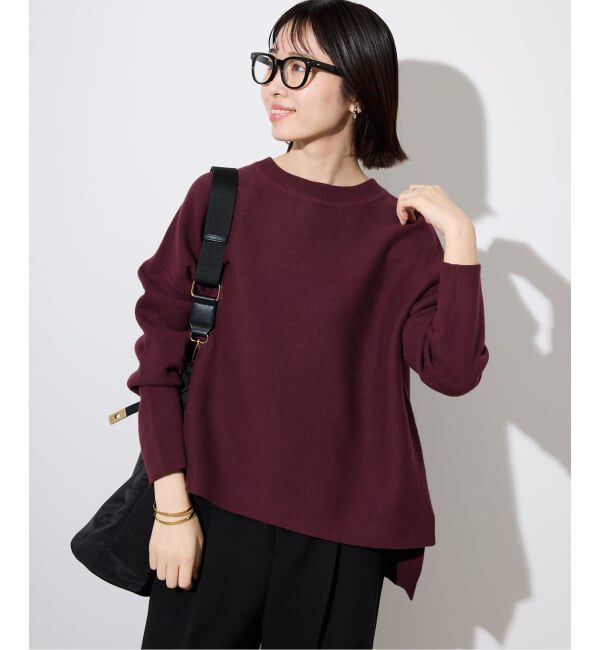 SLOBE IENA「《セットアップ対応可/WEB限定/追加》コットンダブルフェイスプルオーバー」|ニット・セーター|ボルドー