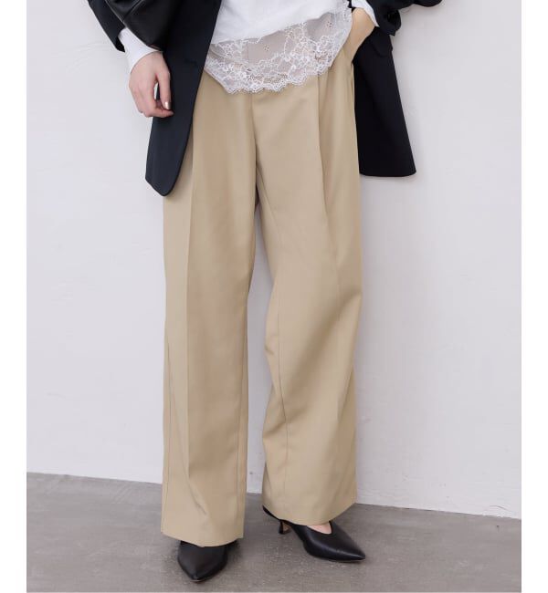 SLOBE IENA「《セットアップ対応可/WEBのみ4サイズ展開》撥水2タックチノパンツ」|チノ|ベージュ