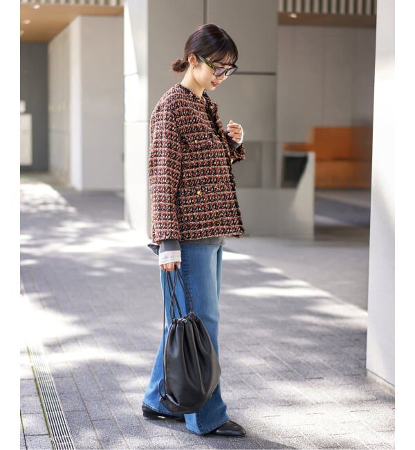 IENA「LINTONツイードジャケット」|ノーカラージャケット|