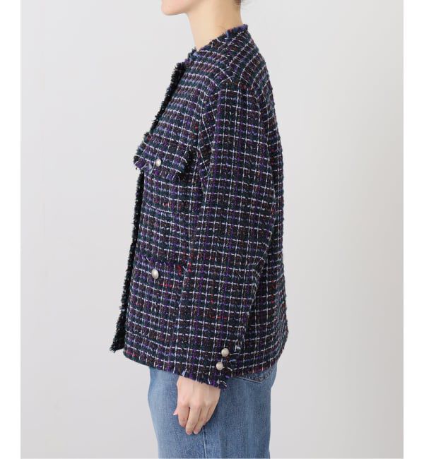 IENA「LINTONツイードジャケット」|ノーカラージャケット|