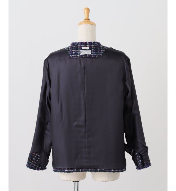 IENA「LINTONツイードジャケット」|ノーカラージャケット|