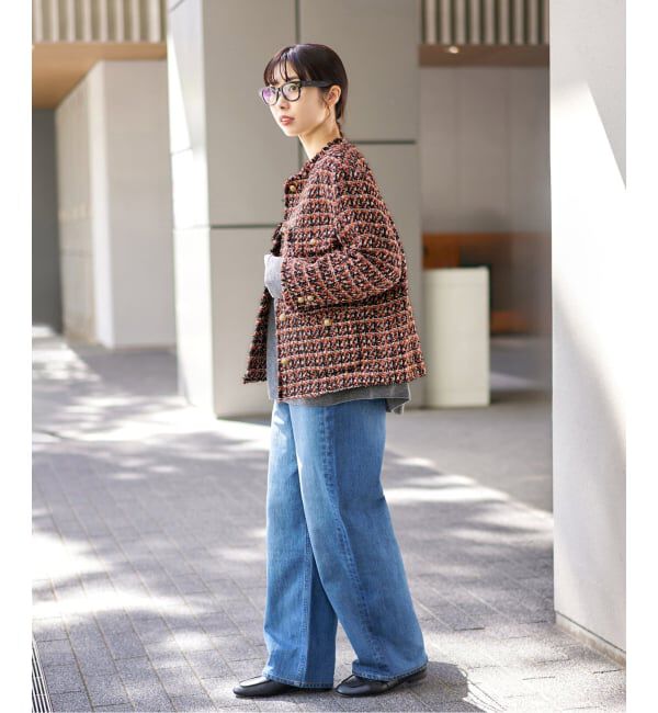 IENA「LINTONツイードジャケット」|ノーカラージャケット|