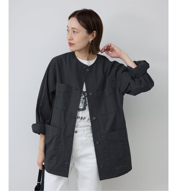 SLOBE IENA「《追加予約》ノーカラーサファリブルゾン」|その他|ブラック