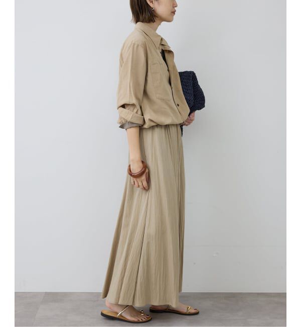 SLOBE IENA「《予約》ナイロンワッシャー切り替えギャザースカート」|スカート|