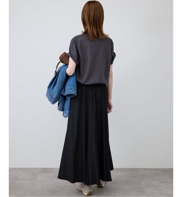 SLOBE IENA「《予約》ナイロンワッシャー切り替えギャザースカート」|スカート|