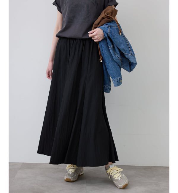 SLOBE IENA「《予約》ナイロンワッシャー切り替えギャザースカート」|スカート|