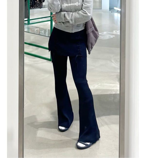 Oriens JOURNAL STANDARD「レースアップニットフレアパンツ」|その他|ネイビー