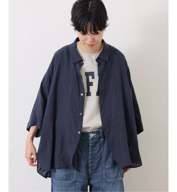 journal standard luxe「《追加》リネンキャンバス バルーンシャツ」|シャツ・ブラウス|ネイビー